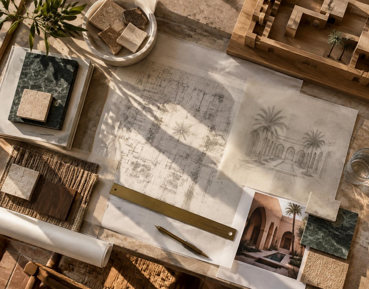 Material studies and drawings in the BEF studio